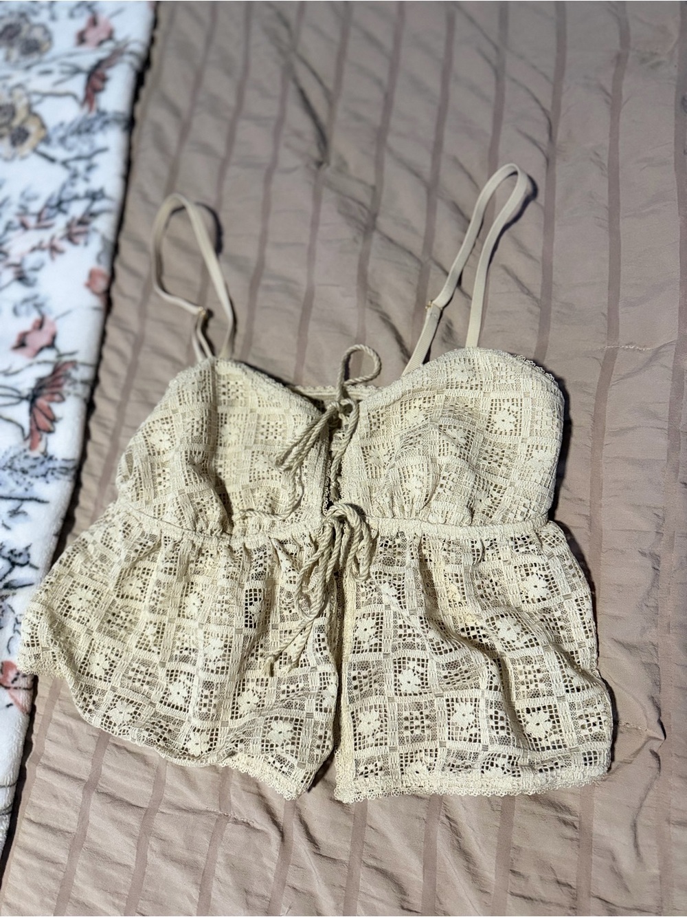 AERIE Crochet Lace Tie-Front top